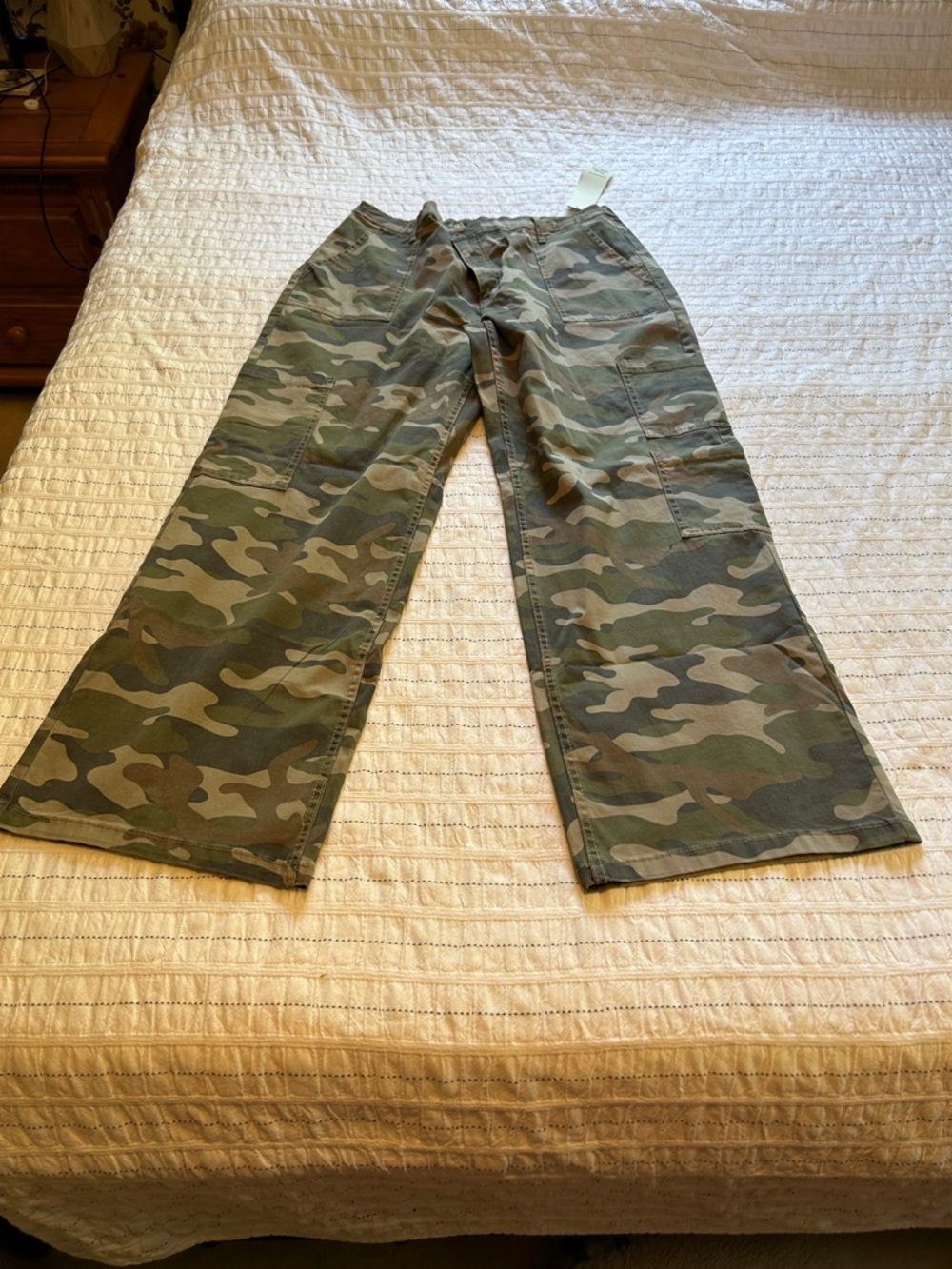 No Boundaries Camo Cargo Wide Leg Pants - Green, Brown, Tan - Picture 2 of 6